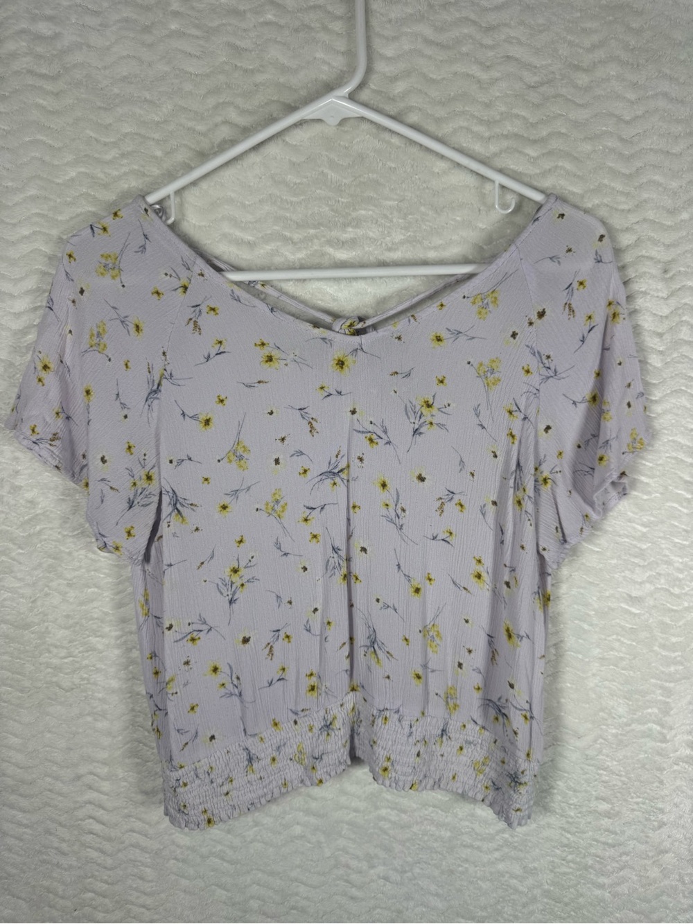 Paper Crane Lavender Floral Short-Sleeve Crop Top